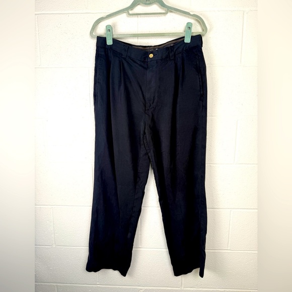 Tommy Bahama Relax Silk Flat Front Black Pants Men's 33x30 Classic Vacation - Picture 1 of 9